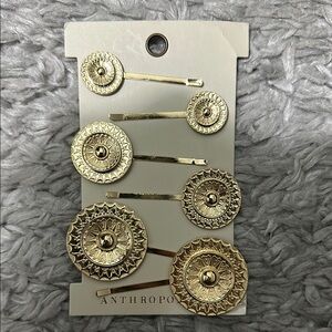 Anthropologie Gold Hair Clip Set